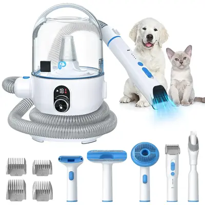 Garvee Pet Grooming Vacuum Suction Dog Grooming kit with 2 L Large Dust Cup Low Noise Dog Hair Remover, Blue
