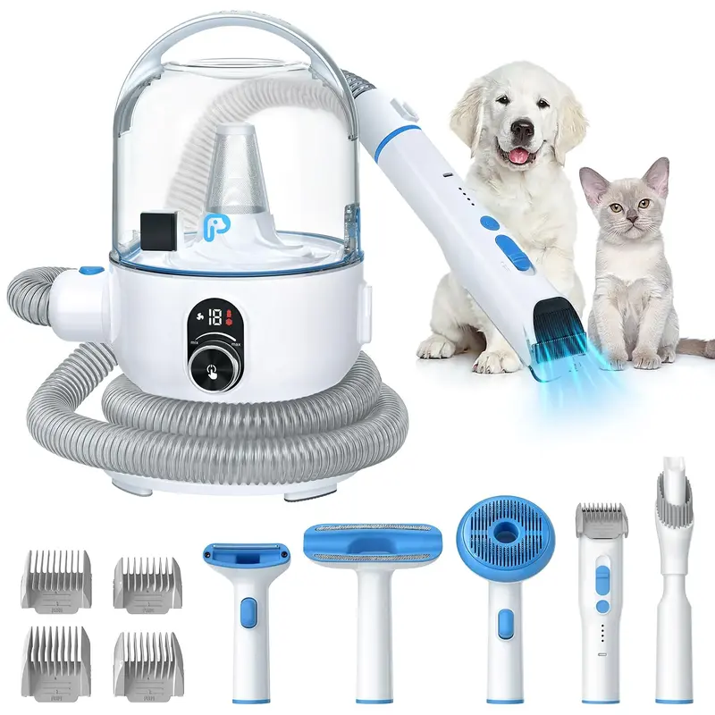Garvee Pet Grooming Vacuum Suction Dog Grooming kit with 2 L Large Dust Cup Low Noise Dog Hair Remover, Blue