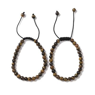 6mm Round Natural Tiger Iron Braided Bead Bracelets