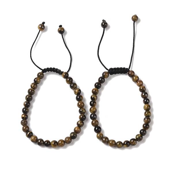 6mm Round Natural Tiger Iron Braided Bead Bracelets