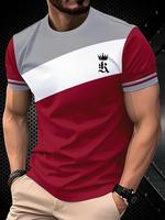 Men's Regular Fit Crown & Letter Print Round Neck Tee, Casual Short Sleeve Crew Neck T-shirt for Daily Wear, Fashion Men's To...