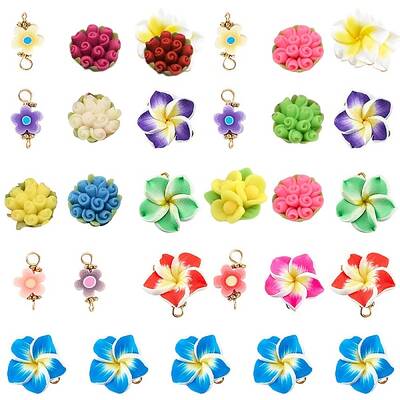 60Pcs 3 Style Handmade Polymer Clay Links Connectors