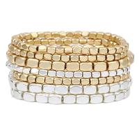 Chunky Nugget Multi Strand Stacking Statement Stretch Bangle Bracelet Set of 7 Modern Fashion Accessories