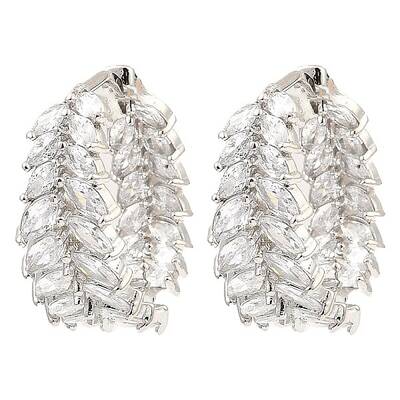 Brass Micro Pave Cubic Zirconia Hoop Earring