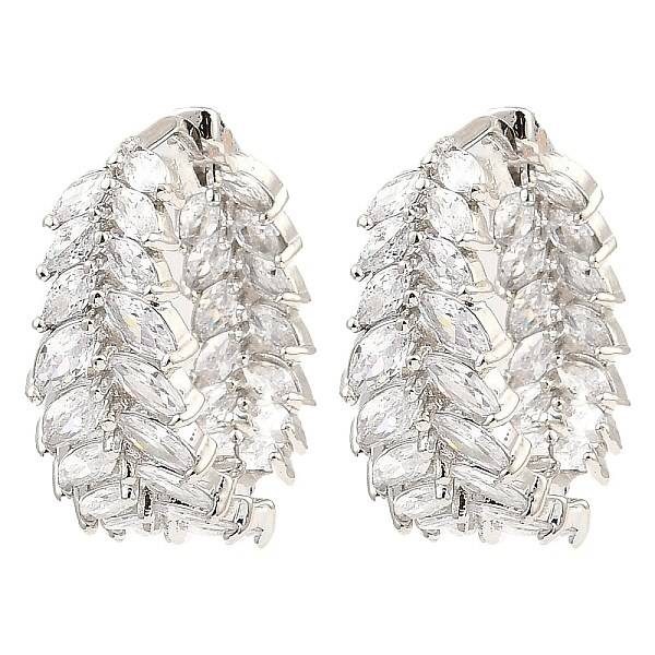 Brass Micro Pave Cubic Zirconia Hoop Earring