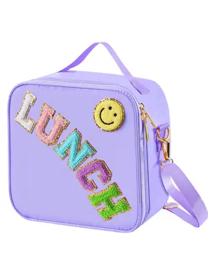 Cute Bling Letter Pattern Lunch Bag with Adjustable Strap, Casual Insulated Lunch Bag for School & Travel, Lunch Box for Kids...