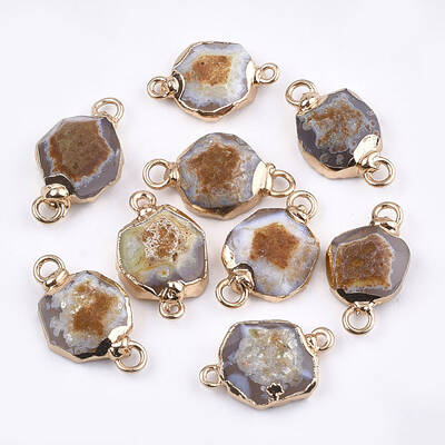 Electroplate Natural Agate Links connectors