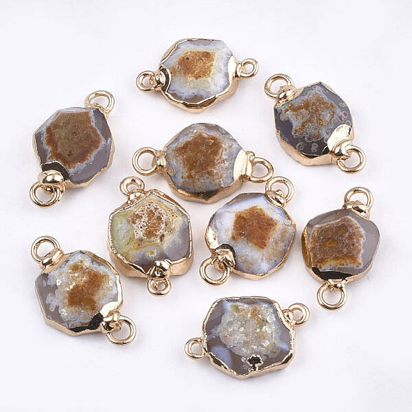 Electroplate Natural Agate Links connectors