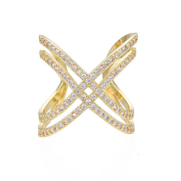 Cubic Zirconia Criss Cross Open Cuff Ring