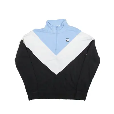 FILA 1/4 Zip Sweatshirt Blue High Neck Womens S