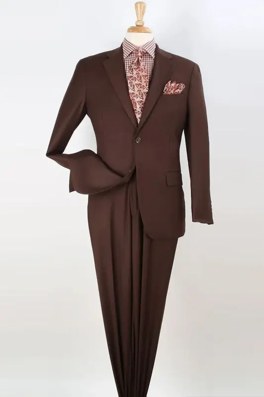 Modern Fit Two Button Men's Suit in Brown - Two Piece Set