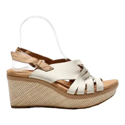 CLARKS Wedge Strappy Sandals White Synthetic Womens UK 5