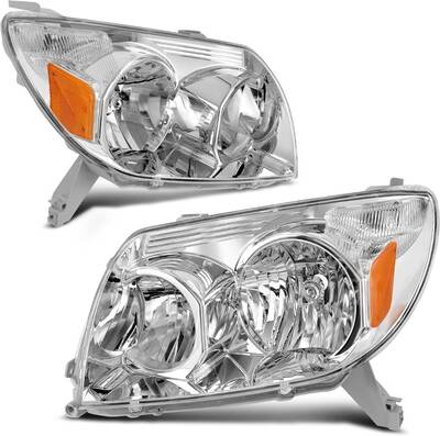 YITAMOTOR® Headlight Assembly Compatible with 2003 2004 2005 Toyota 4Runner Replacement Headlamp Chrome Housing Amber Reflec...