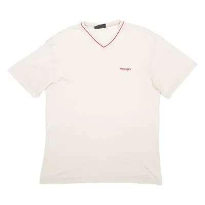 WRANGLER Mens T-Shirt Beige V-Neck XL