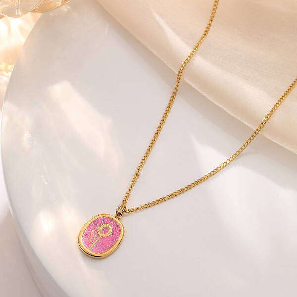 Sunflower Stainless Steel Pendant Twisted Chain Necklaces