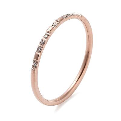 Ion Plating(IP) 304 Stainless Steel Micro Pave Clear Cubic Zirconia Finger Rings
