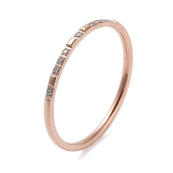 Ion Plating(IP) 304 Stainless Steel Micro Pave Clear Cubic Zirconia Finger Rings