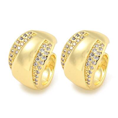 Brass Micro Pave Cubic Zirconia Cuff Earrings