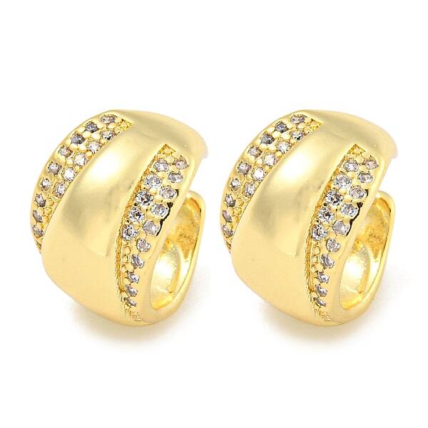 Brass Micro Pave Cubic Zirconia Cuff Earrings