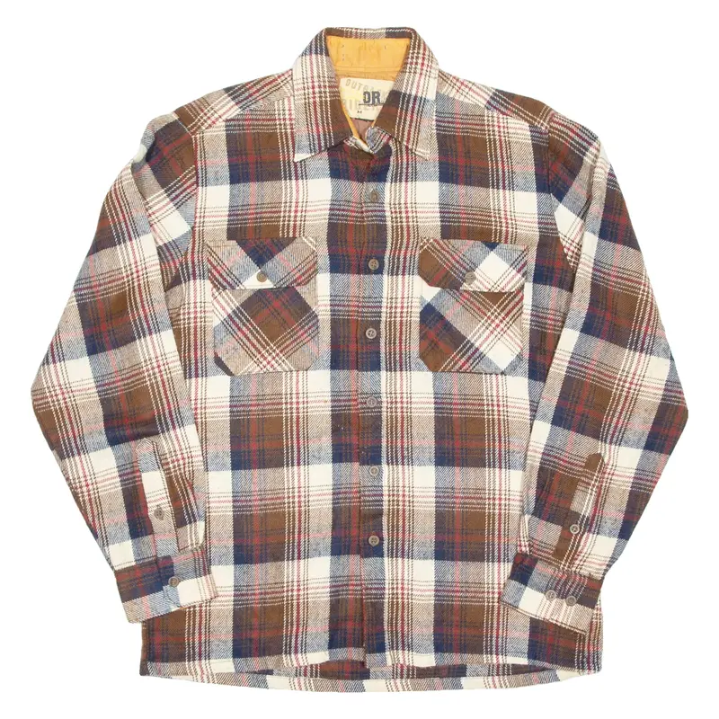 OUTRACK OR RIDER Mens Lumberjack Shirt Brown Check Long Sleeve M
