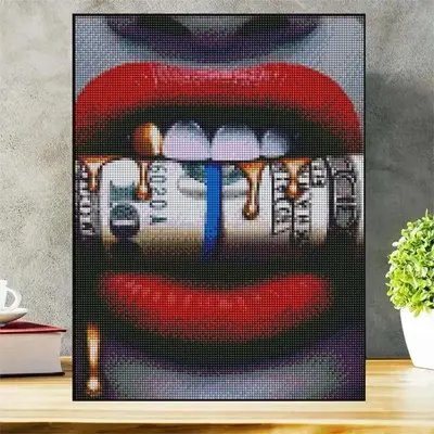 Lip Pattern DIY Diamond Arts Colorful Painting without Frame, DIY 5D Diamond Arts Colorful Painting Kit, Wall Art Decor f...