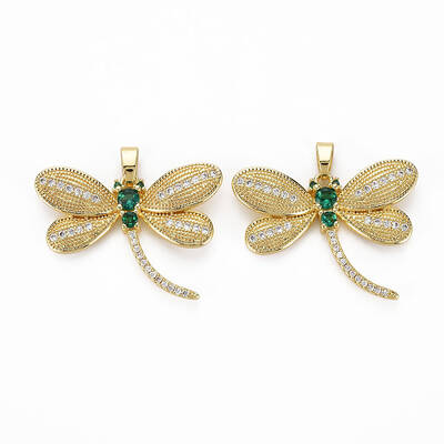 Brass Micro Pave Green Cubic Zirconia Pendants