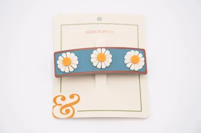 Wide bar clip - Blue Flower