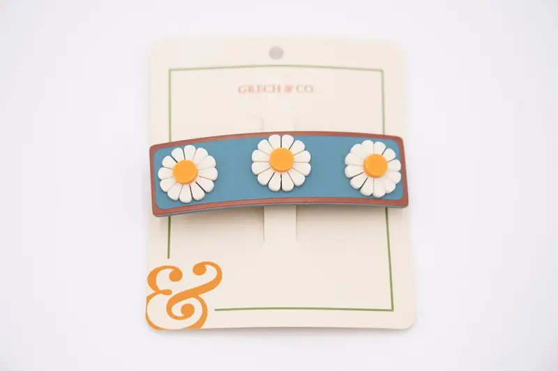 Wide bar clip - Blue Flower
