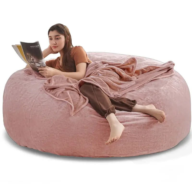 3FT/4FT/5FT/6FT/ BeanBag  Chair （Washable Cover+HR Foam Blend Filler） beanbag sofa Furniture Flannel  bag Lazy sofa livin...