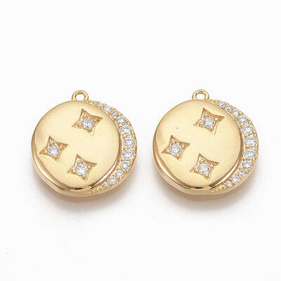 Brass Micro Pave Clear Cubic Zirconia Charms