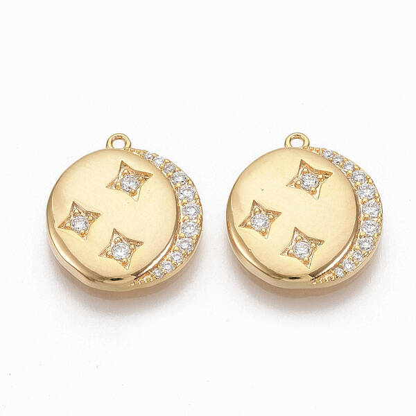Brass Micro Pave Clear Cubic Zirconia Charms