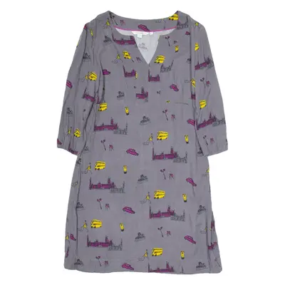 BODEN Yellow Bus Womens Fit & Flare Dress Green Crazy Pattern Knee Length UK 10