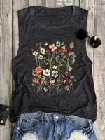 Women's Floral Print Round Neck Tank Top, Casual Sleeveless Top for Daily Wear, Ladies Clothes for All Seasons