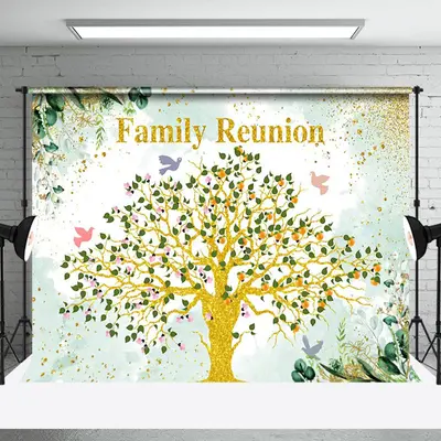 Glitter Tree Green Leaves Family Reunion Backdrop - Aperturee