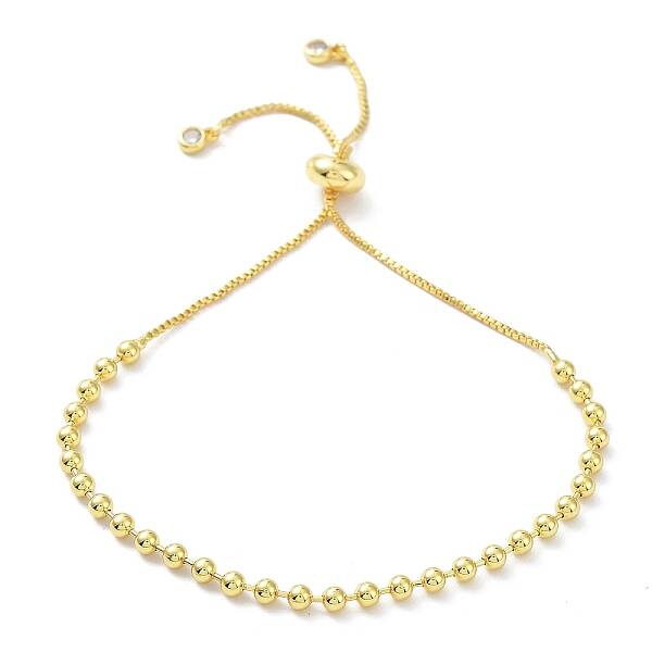 Long-Lasting Plated Brass Round Bead Slider Beacelets for Women Men