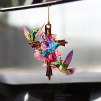 Birds & Butterfly Design Car Rearview Mirror Hanging Ornament, Car Interior Decoration, Car Rearview Mirror Pendant, Univers...