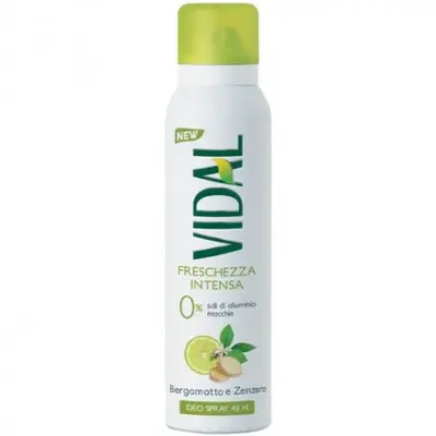 Vidal Vidal Bergamot and Ginger Spray Deodorant Intense Freshness 48H 150 ml