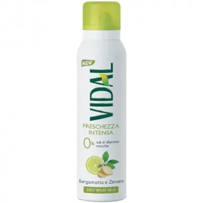 Vidal Vidal Bergamot And Ginger Intense Freshness 48H Spray Deodorant 150 Ml