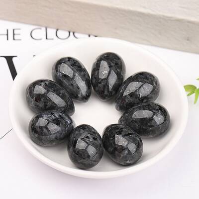 Natural Larvikite Egg Figurines Statues for Home Office Desktop Decoration
