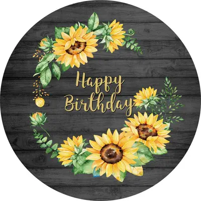Aperturee Pink Floral Round Happy Birthday Backdrop | Circle Background For Party | Round Birthday Backdrop Cover | Circle Bi...