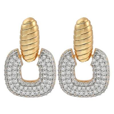 Square Clear Cubic Zirconia Dangle Earrings