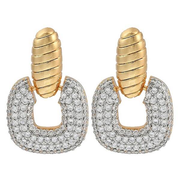 Square Clear Cubic Zirconia Dangle Earrings