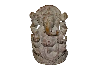 Handcrafted Sculpture Soapstone Elephant Head God Ganesha - Small | Color: Grey