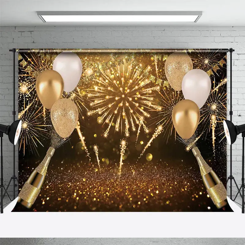 Glitter Sparkle Champagne Balloon New Year Backdrop - Aperturee