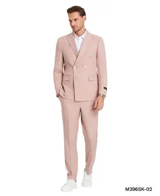 Tazio Men's Light Pinstripe 2 Piece Skinny Fit Suit