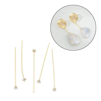 Brass Micro Pave Clear Cubic Zirconia Head Pins