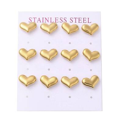 Ion Plating(IP) 304 Stainless Steel Heart Stud Earrings