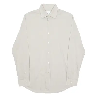 REISS Slim Fit Mens Plain Shirt Beige Long Sleeve M
