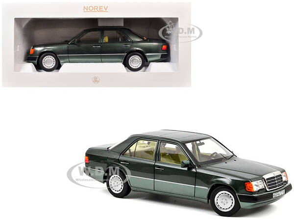 1990 Mercedes-Benz 230 E Night Green Metallic with Green Interior 1/18 Diecast Model Car by Norev
