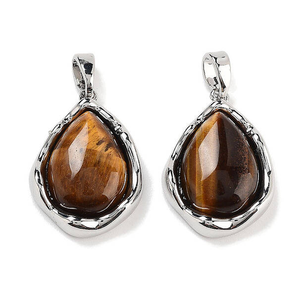 Natural Tiger Eye Teardrop Pendants